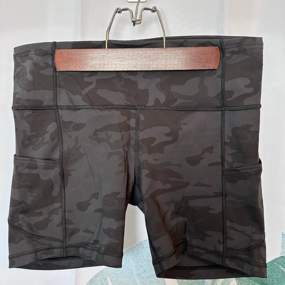 lululemon athletica Black & Dark Gray Camo Bike Shorts